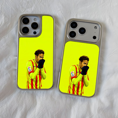 内马尔巴萨装大孔电镀黑框磨砂磁吸碳纤纹手机壳适用苹果iphone17promax华为12/13/1415/16PLUSMATE60PRO