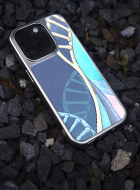 基因图谱电镀玻璃黑框磨砂手机壳适用苹果iphone17promax华为华为MATE50PROOPPORENO12华为MATE70PROPLUS荣耀