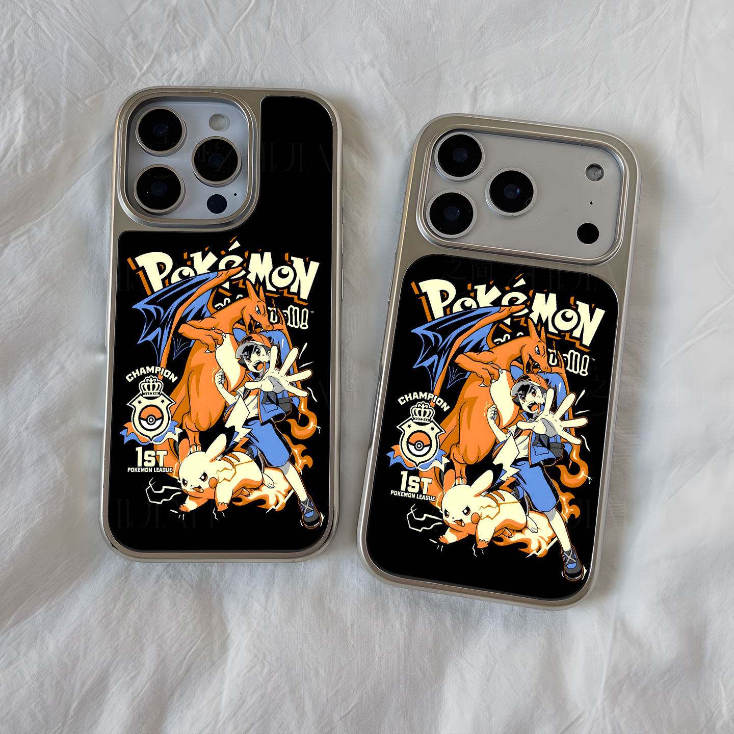 小智宝可梦伙伴大孔电镀黑框磨砂磁吸碳纤纹手机壳适用苹果iphone17promax华为小米14PRO全包按键小众个性