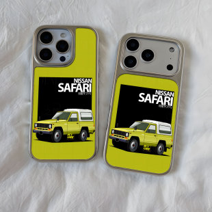 日产Safari大孔电镀黑框磨砂磁吸碳纤纹手机壳适用苹果iphone17promax华为MATE60PROP70PRO15 16PLUS