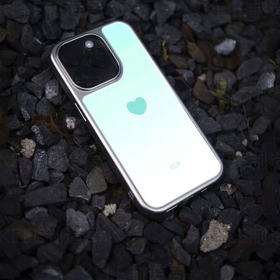 浅蓝爱心电镀玻璃黑框磨砂手机壳适用苹果iphone17promax华为OPPOFINDX8PRO小米15PROVIVOX200PROMINI华为MAT