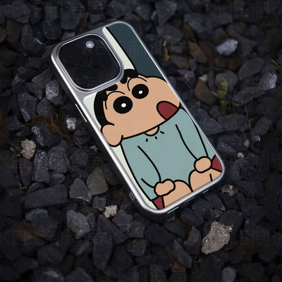 目瞪口呆电镀玻璃黑框磨砂手机壳适用苹果iphone17promax华为VIVOIQOO12PROVIVOX200PROMINIOPPORENO13小米17