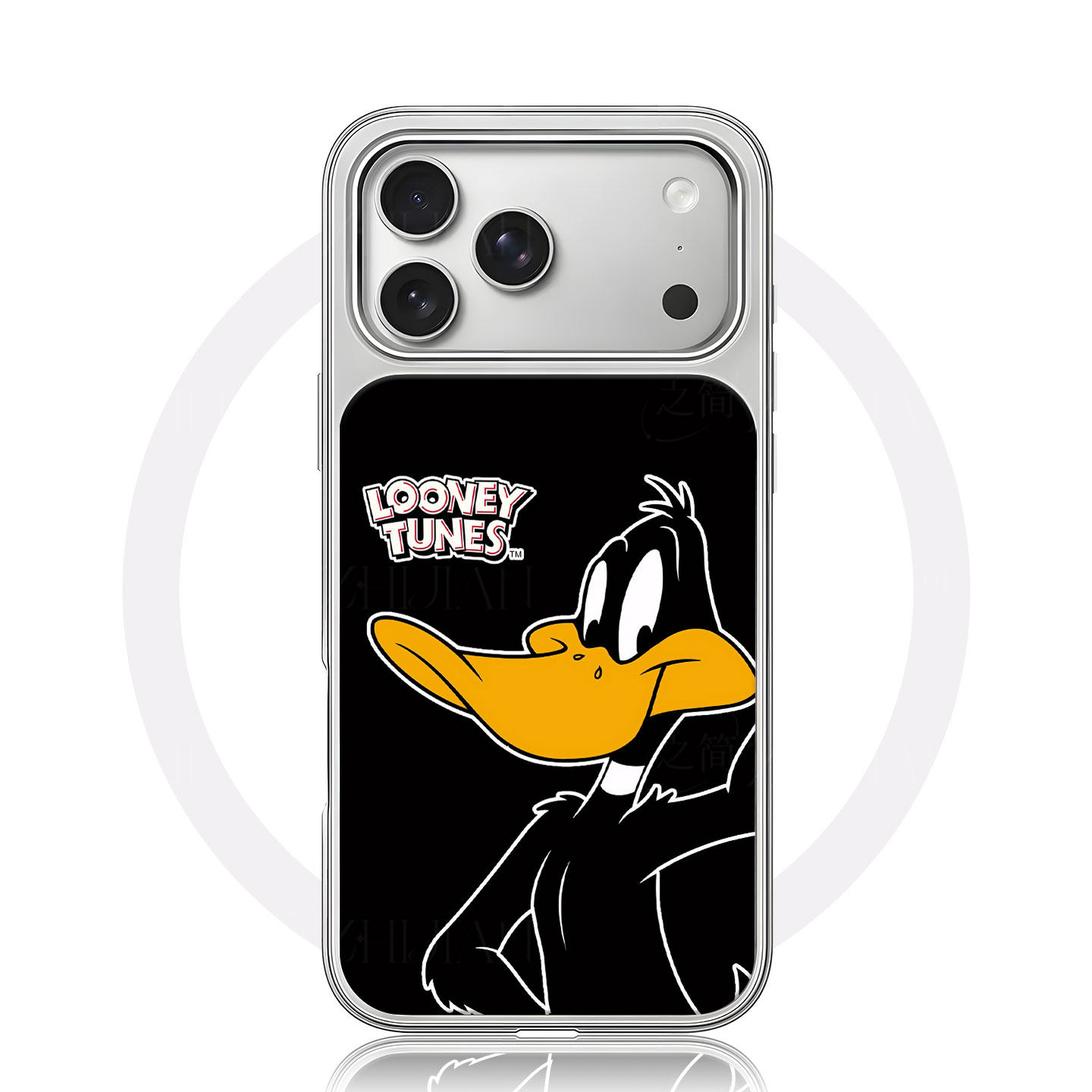 乐一通达菲鸭大孔黑框玻璃磨砂磁吸碳纤纹手机壳适用苹果iphone17promax华为全包按键MATE60PRO15/16PLUSP70P