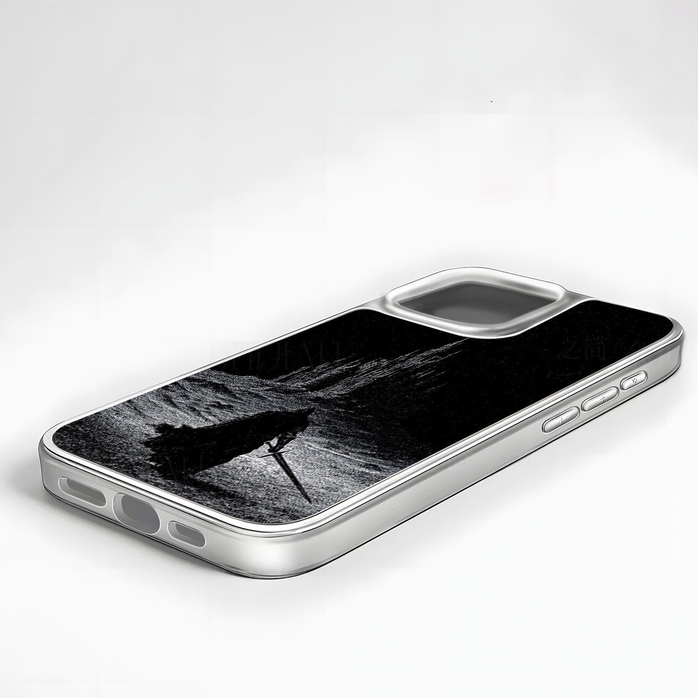 暗黑骑士赴堡大孔黑框玻璃磨砂磁吸碳纤纹手机壳适用苹果iphone17promax华为12/13/14小众个性小米15PRO15/16