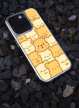 小熊海洋电镀玻璃黑框磨砂手机壳适用苹果iphone17promax华为华为PURA70PROPLUS华为PURA70ULTRAVIVOX200PROM