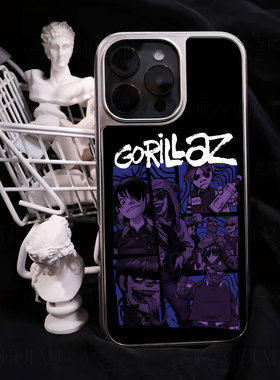 Gorillaz角色手机壳大孔电镀黑框碳纤维二合一玻璃适用苹果17promax华为MATE50PROPURA80ULTRAP60PROPURA70UL