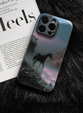 苹果17promax黑马伴山溪玻璃手机壳马年新年祝福有钱适用苹果华为麦芒40红米K80PROVIVOY300一加ACE5Pro