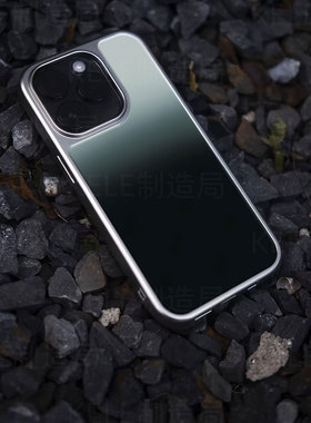 黑灰渐变电镀玻璃黑框磨砂手机壳适用苹果iphone17promax华为OPPORENO12OPPORENO13小米15PRO华为MATE60PROPL