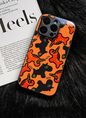 苹果17promax红黑独角兽玻璃手机壳马年新年祝福有钱适用苹果华为小米CIVI5PRONOVA14至尊红米K80PRO一加ACE5