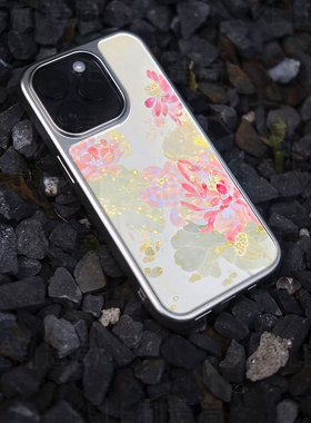 清荷雅韵电镀玻璃黑框磨砂手机壳适用苹果iphone17promax华为华为PURA80PROPLUS荣耀300PROVIVOX200PROMINI小