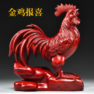 花梨木雕鸡摆件黑檀十二生肖雄鸡实木家居客厅装饰大公鸡吉庆送礼