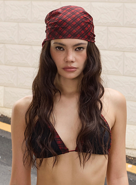 BlingCharm*苏格兰格子百搭度假沙滩比基尼裹裙头巾方巾男女屁帘