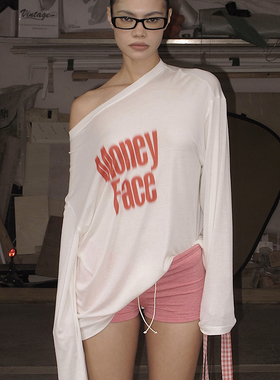 BlingCharm*松弛圆领休闲度假天丝印花宽松微透长袖防晒罩衫T恤