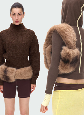 BlingCharm*时髦小众百搭造型宽边柔软环保皮草毛毛宽版腰包腰带