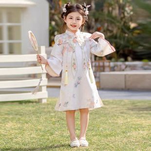 套装 新中式 儿童春夏新款 女童旗袍连衣裙云肩套装