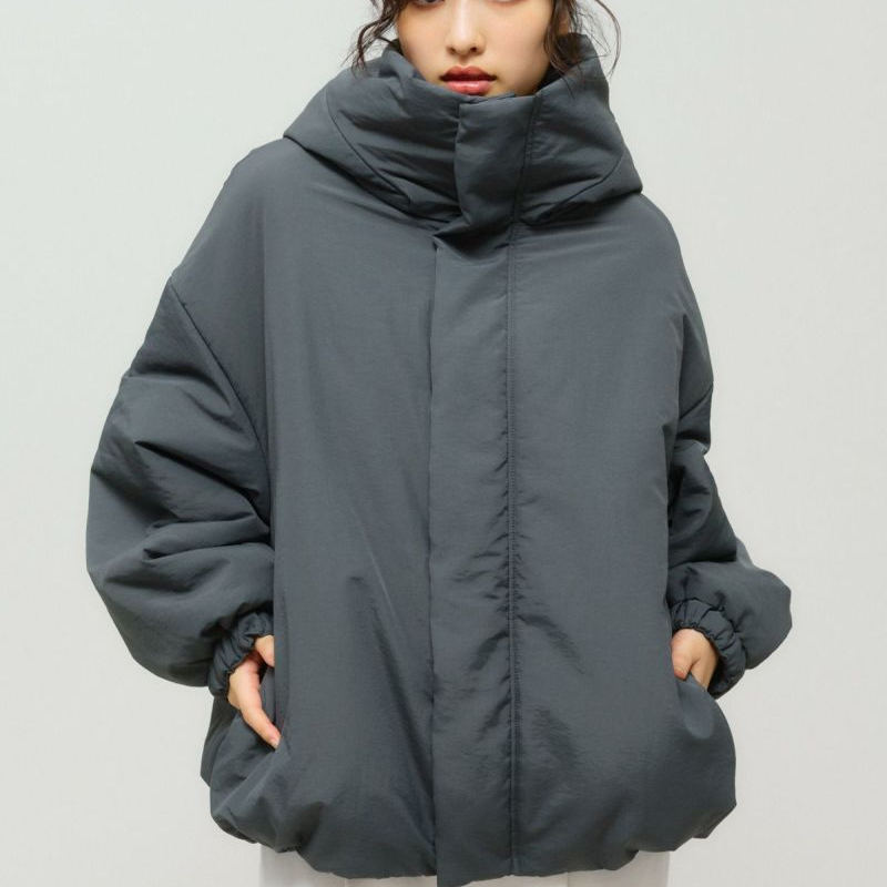 日单纯元新品保暖功能性连帽棉衣 下摆抽绳机能棉服外套