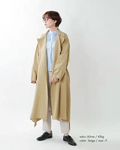 日单元天丝棉西装领长款风衣外套 薄款丝滑舒服百搭