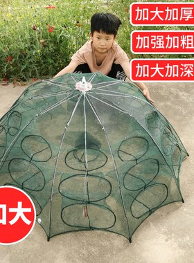 地网伞网大号捕鱼笼折叠捕鱼神器只进不出抓龙虾网扑鱼网渔网虾笼