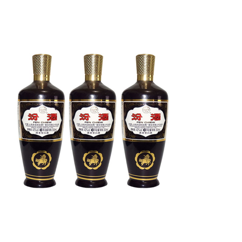 2020年汾酒42度棕汾玻璃瓶500ml*3瓶装杏花村清香型高粱粮食白酒