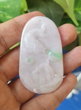 天然缅甸翡翠鱼牌玉石吊坠挂件
