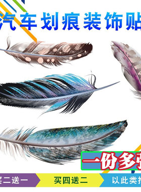 汽车贴纸装饰划痕遮挡创意个性车贴3d立体贴羽毛改装车门身尾羽毛