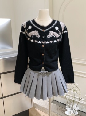 cookadaily人鱼 羊驼毛小马爱心甜酷修身针织衫毛衣上衣外套