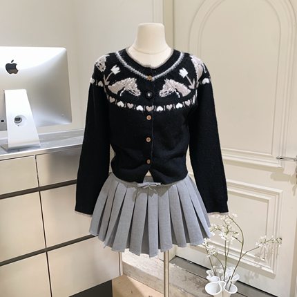 cookadaily人鱼 羊驼毛小马爱心甜酷修身针织衫毛衣上衣外套