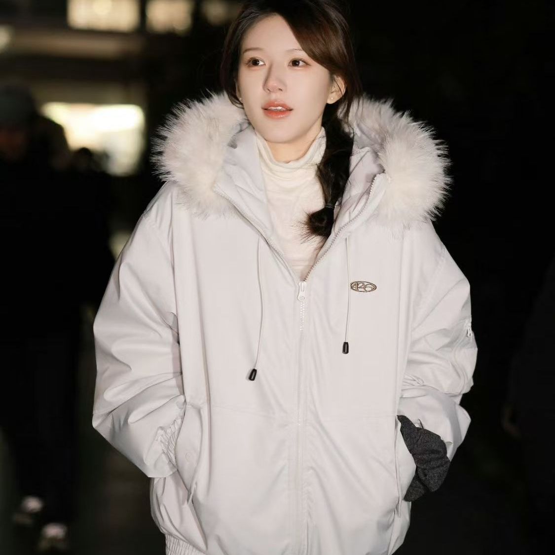 赵露思同款大毛领派克羽绒棉服