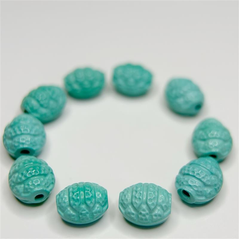 湖北天然绿松石龟甲太阳花背云配饰手工通孔配件饰品产地直发