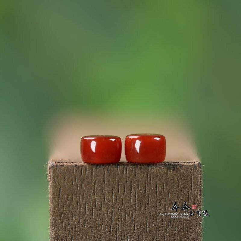 吉祥】天然原矿南红玛瑙直切药片珠7*4散珠隔珠垫片串珠配饰233