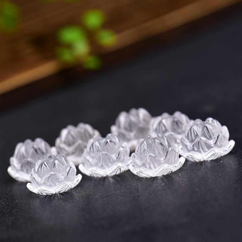 白水晶莲花手链晶体干净荷花手串香插佛珠花开富贵 支持复检