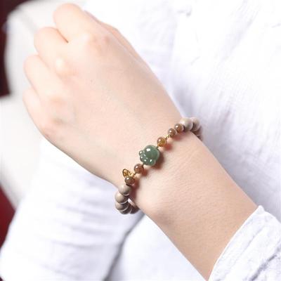 吉祥】天然合香珠五行白女款手串国风复古手串