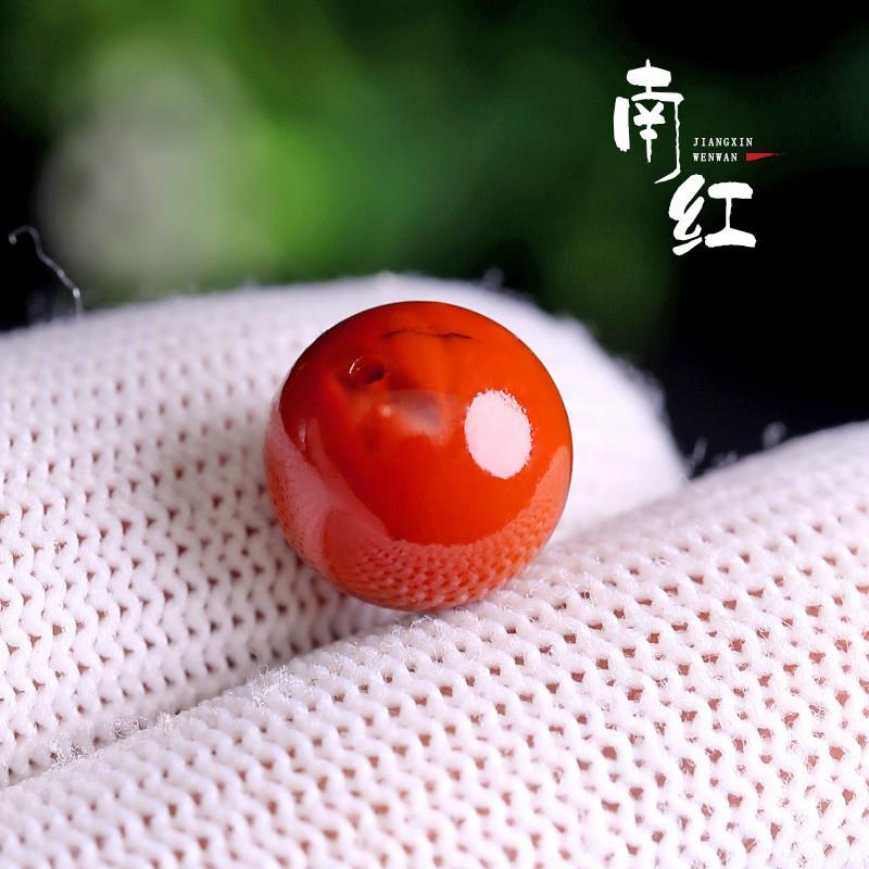 四川凉山九口天然满肉南红玛瑙散珠圆珠单珠手链文玩多宝配饰