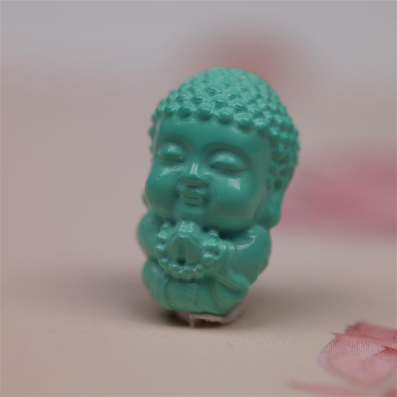 湖北十堰天然绿松石宝宝佛大日如来吊坠项炼手炼背云配饰文玩搭配