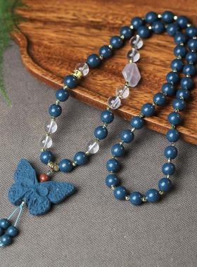 吉祥】《蓝药师》蝴蝶项链非遗合香珠天然中草药项链毛衣链送礼生