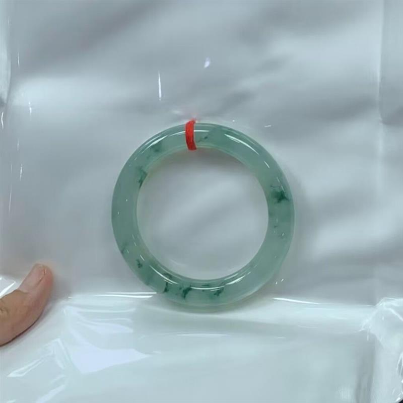 缅甸翡翠飘花玉手镯玻璃玉石老坑天然高冰种货通透正圈玉镯子女
