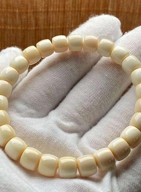 纯天然原色猛犸象牙手串冰料满纹佛珠文玩男女情侣直切款手串手链