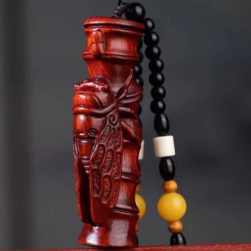 吉祥】小叶紫檀木雕刻一鸣惊人知了手把件节节高升知足常乐文玩车