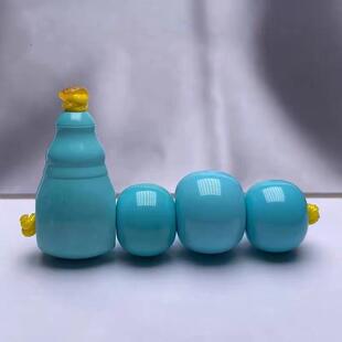 吉祥】湖北原矿绿松石老型单珠散珠三通套装佛头腰珠金刚手串隔珠