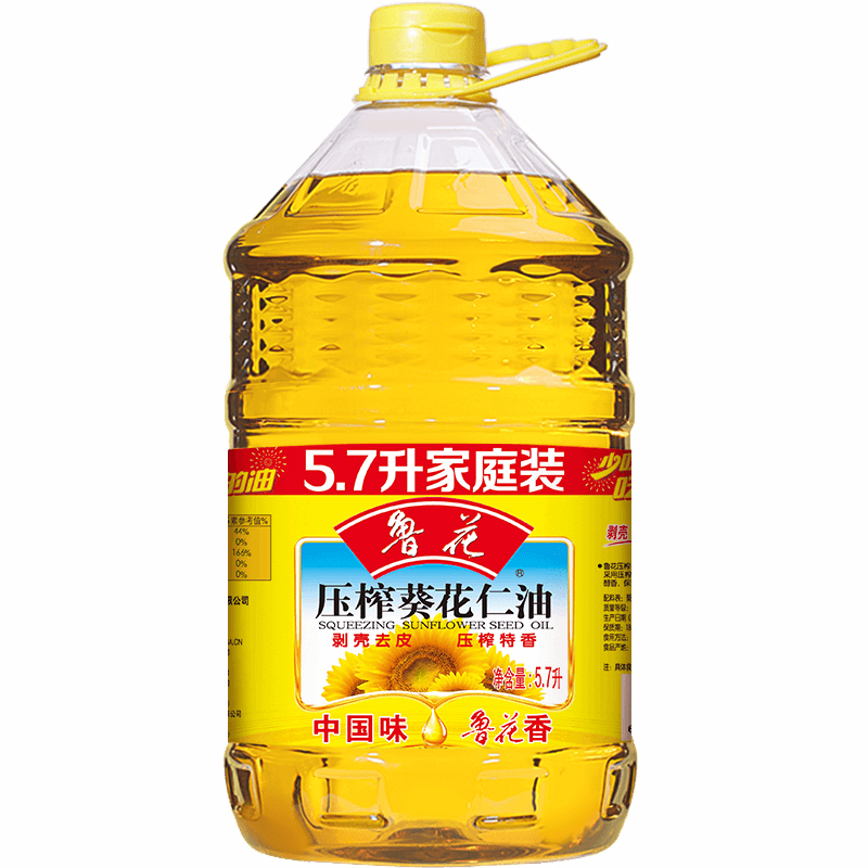 鲁花压榨葵花仁油5.7L 葵花籽油 食品 压榨食用油