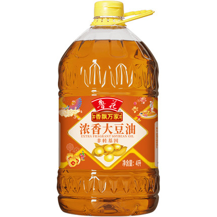 【鲁花直营】鲁花香飘万家浓香大豆油4L 非转基因 食用油
