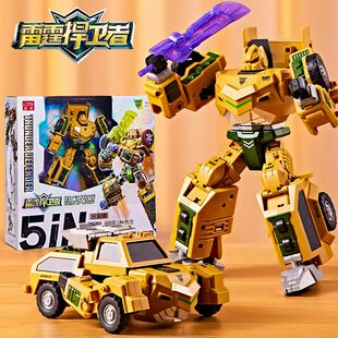 新款雷霆捍卫者儿童机器人变形玩具金刚男孩汽车机甲合体
