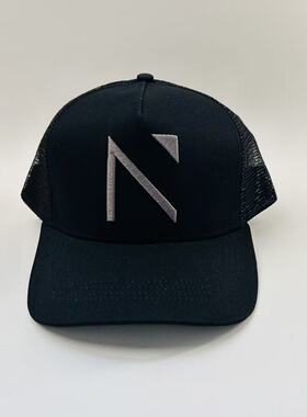 NATIVE ATTIRE美式卡车网帽黑色几何N立体刺绣硬顶透气休闲棒球帽