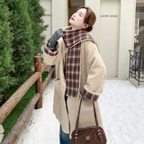 新款092-2556撞色格子羊羔毛P265控398，女装短外套，浙宝092