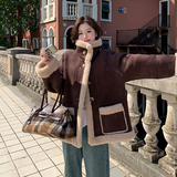 现货092-2549咖色羊羔毛P195控288，女装短外套，浙宝092