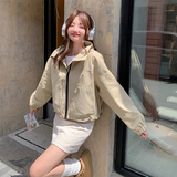 宽松型立领拉链长袖薄款短款风衣韩版学生ins秋装，女装风衣，浙宝092