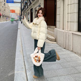 新款092-2557刺绣短款羽绒服90绒P325控488，女装羽绒服，浙宝092