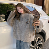 现货092-2546灰色羊羔毛外套P195控288，女装短外套，浙宝092