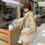 宽松型立领拉链长袖薄款短款风衣韩版学生ins秋装，女装风衣，浙宝092