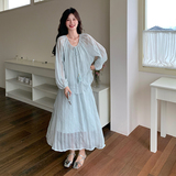 蓝色法式浪漫轻薄衬衫半身裙三件套装女2025新款夏日绝美套装穿搭，商品下架区，浙宝092